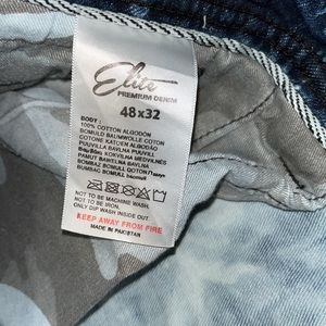 Elite Denim rhinestone accents front pockets double button flap covered zipper